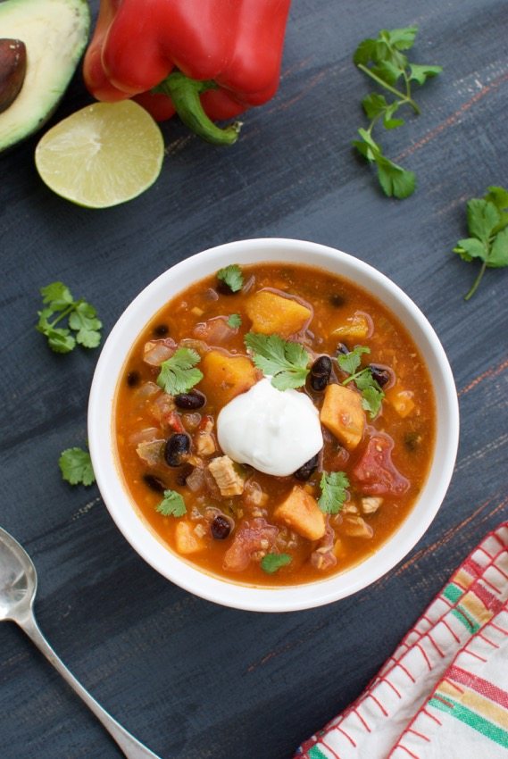 black bean and chicken chili with butternut squash