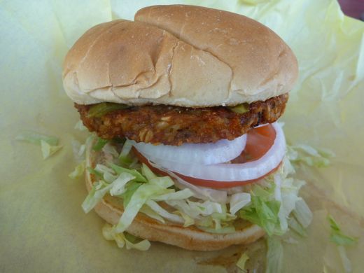 veggie burger with green chiles