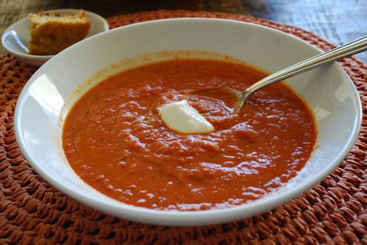 Spicy Roasted Red Pepper and Tomato Soup - Eating Made Easy