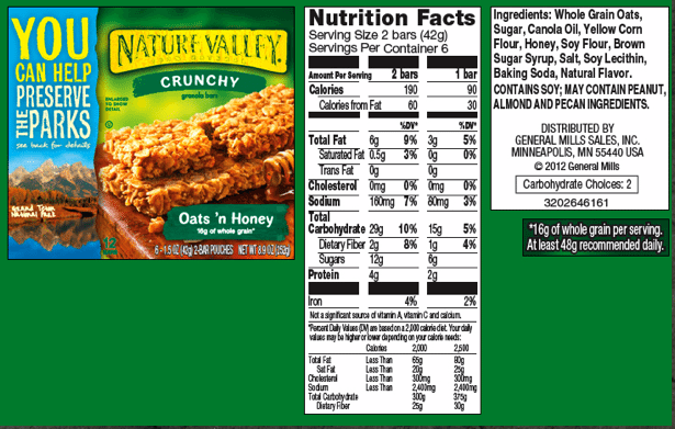 Nature Valley Granola Bars Nutrition Facts