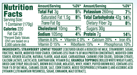 Activia Nutrition Facts