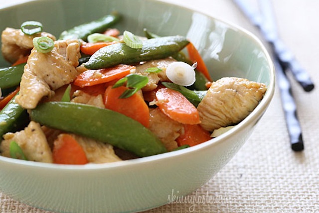 Spring Stir Fried Chicken with Sugar Snap Peas and Carrots