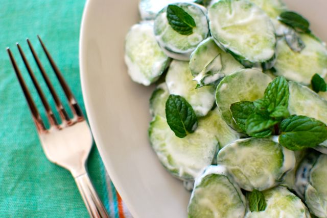 Image result for cucumber with yogurt dressing