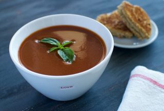 Annie's Creamy Tomato Soup with Heart-Shaped Grilled Cheese