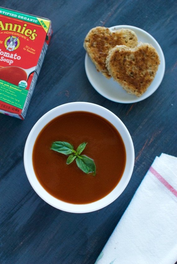 Tomato Soup with Heart-Shaped Grilled Cheese