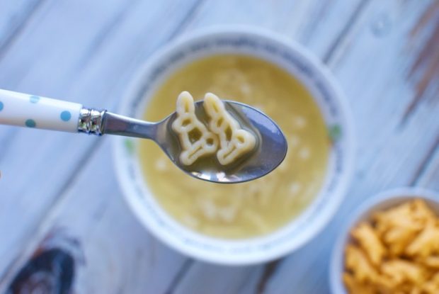 Bunny Pasta and Chicken Broth Soup