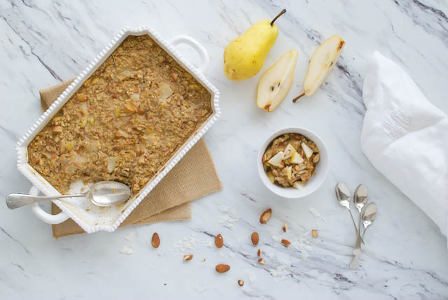 pear and almond butter baked oatmeal