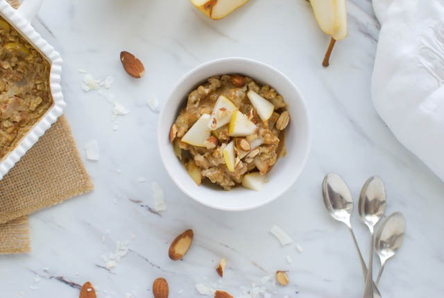 pear and almond butter baked oatmeal