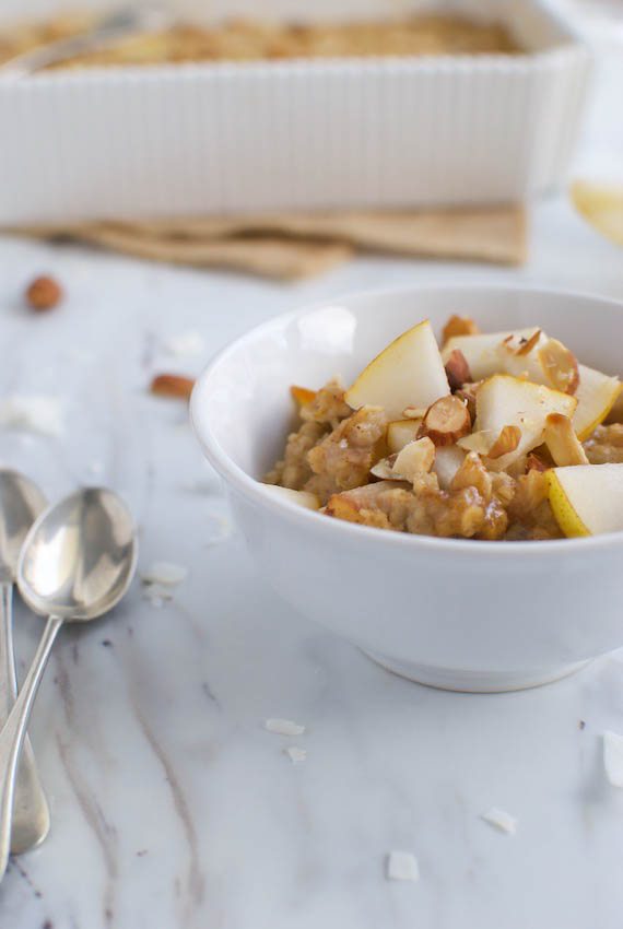 pear and almond butter baked oatmeal